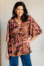Load image into Gallery viewer, Dear Scarlett Dearest Dreamer Peplum Top in Abstract Mocha