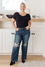 Load image into Gallery viewer, Judy Blue Rose High Rise 90's Straight Jeans in Dark Wash