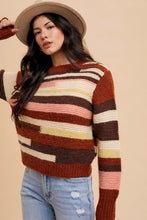 Load image into Gallery viewer, Annie Wear Color Block Round Neck Long Sleeve Sweater