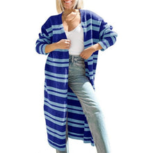 Load image into Gallery viewer, Striped Long Open Front Color BlockLoose Knit cardigan, S, 3H-129T007