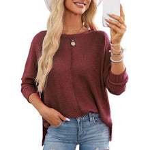 Load image into Gallery viewer, Waffle Knit Oversized Long Sleeve Shirt, SIZE XL, 1C-136T004