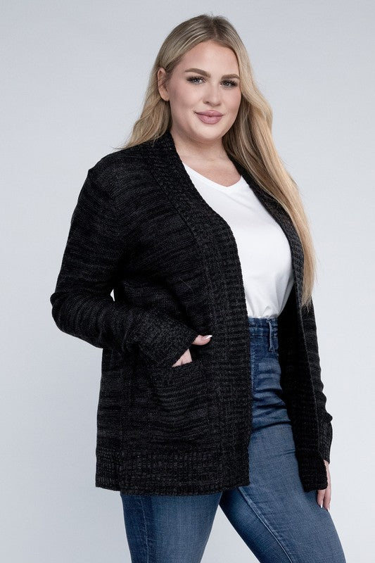 Ambiance Apparel Plus Solid Open Front Cardigan