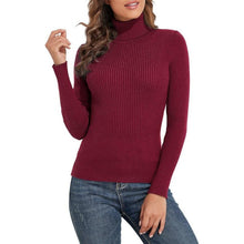 Load image into Gallery viewer, Ribbed Turtleneck Long Sleeve Burgundy Sweater, XL, 23E-198T001