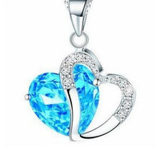 Load image into Gallery viewer, Aqua Blue Heart pendant necklace crystal jewelry, 10E-J006