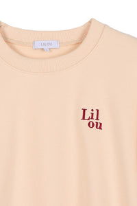 Lilou Cream sweat shirt with embo