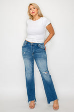 Load image into Gallery viewer, bytos Full Size Raw Hem Distressed Mid Rise Straight Jeans