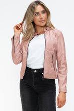 Load image into Gallery viewer, Snobbish Faux Leather Zip Up Drawstring Hooded Jacket