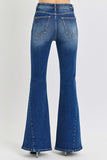 RISEN Distressed Button-Fly Flare Jeans