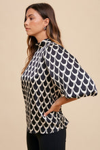 Load image into Gallery viewer, Annie Wear Tie Back Abstract Print Mock Neck Half Sleeve Blouse