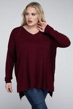 Load image into Gallery viewer, ZENANA Plus Dolman Sleeve V-Neck Side Slit Hi-Low Hem Top