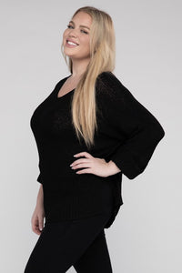 eesome Plus Size Crew Neck Knit Sweater