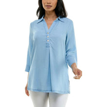 Load image into Gallery viewer, Tencel Long Sleeve Novelty Buttons And Side Slits Top, Small, 23F-199T001