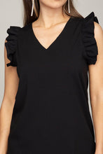 Load image into Gallery viewer, Nuvi Apparel V neck ruffle sleeve Tee shirt