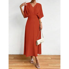 Load image into Gallery viewer, Half Sleeve Ruched Cocktail Evening A Line Long Dress, SMALL, 1KK-165D004
