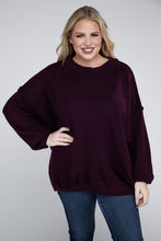 Load image into Gallery viewer, ZENANA Plus Oversized Round Neck Raw Seam Melange Sweater