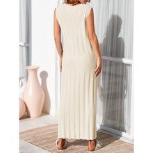 Load image into Gallery viewer, Scoop Neck Ribbed Knit Tank Top Beige Dress, Small, 10L-195D002