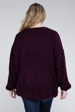 Load image into Gallery viewer, ZENANA Plus Oversized Round Neck Raw Seam Melange Sweater