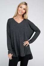 Load image into Gallery viewer, ZENANA Dolman Long Sleeve V-Neck Side Slit Hi-Low Hem Top