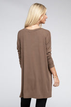 Load image into Gallery viewer, ZENANA Dolman Long Sleeve V-Neck Side Slit Hi-Low Hem Top