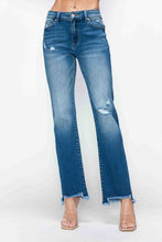 Load image into Gallery viewer, bytos Full Size Raw Hem Distressed Mid Rise Straight Jeans