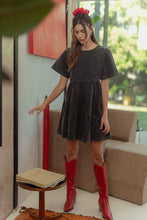 Load image into Gallery viewer, Annie Wear Mineral Washed Round Neck Short Sleeve Denim Dress