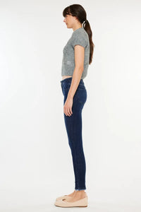 High-Rise Slim Fit Raw Hem Ankle Jeans Side