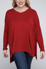 Load image into Gallery viewer, ZENANA Plus Dolman Sleeve V-Neck Side Slit Hi-Low Hem Top