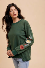 Load image into Gallery viewer, Annie Wear Embroidered Long Sleeve French Terry Top