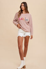 Load image into Gallery viewer, Annie Wear HELLO Embroidered Raglan Sleeve Sweater