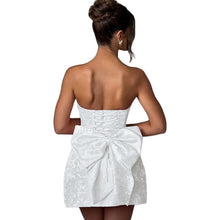 Load image into Gallery viewer, Satin Homecoming Dress with Bow Elegant Strapless Mini Dress, Large, 7F-184D002