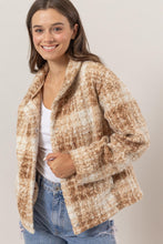 Load image into Gallery viewer, HYFVE Plaid Collared Neck Boucle Jacket with Pockets