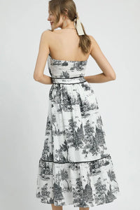 Printed Tiered Tube Midi Dress Back
