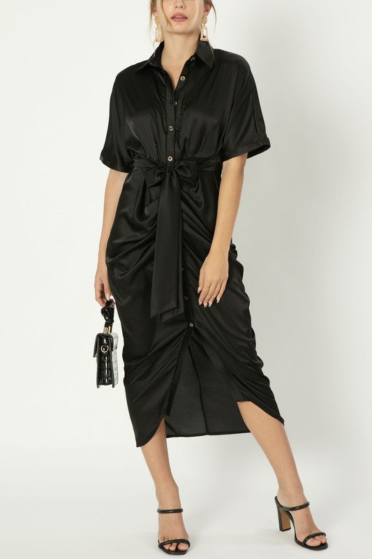 Nuvi Apparel Satin wrap dress