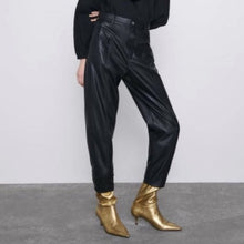 Load image into Gallery viewer, Zara Black Faux Leather 80s Corey Pants, Sz 2, 14C-102B010