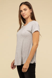 ZENANA Round Hem Rayon Short Sleeve Top