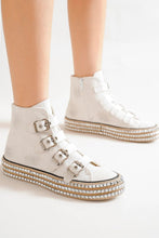 Load image into Gallery viewer, Beast Fashion Multi-Buckle Straps Studded Platform Sneakers