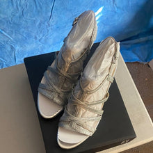 Load image into Gallery viewer, Elegant Silver Strappy Heels sz 9, SL2-138s009