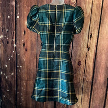 Load image into Gallery viewer, Plaid Green Mini Puff Sleeves Dress, size 10, 9H-143D023