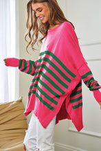 Load image into Gallery viewer, Davi &amp; Dani Multi Striped Elbow Patch Loose Fit Sweater Top