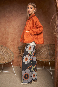 Davi & Dani Flower Printed Casual Cozy Full Long Wide Pants