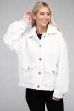 Ambiance Apparel Cozy Sherpa Button-Front Jacket