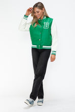 Load image into Gallery viewer, Love Me Now PU Leather Contrast Snap Down Bomber Jacket