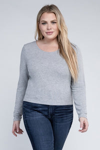 Ambiance Apparel Plus Classic Ribbed Round Neck Long Sleeve