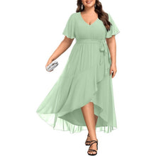 Load image into Gallery viewer, Formal Chiffon Short Sleeve High Low Dress, Size 14W, 23I-200D002