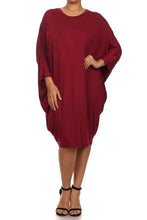 Load image into Gallery viewer, Moa Collection Solid 3/4 sleeve short midi dress