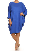 Load image into Gallery viewer, Moa Collection Solid 3/4 sleeve short midi dress