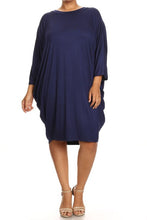 Load image into Gallery viewer, Moa Collection Solid 3/4 sleeve short midi dress