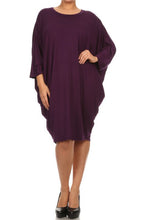 Load image into Gallery viewer, Moa Collection Solid 3/4 sleeve short midi dress