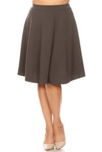 Load image into Gallery viewer, Moa Collection Solid high waisted A-line knee length skirt