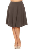 Moa Collection Solid high waisted A-line knee length skirt